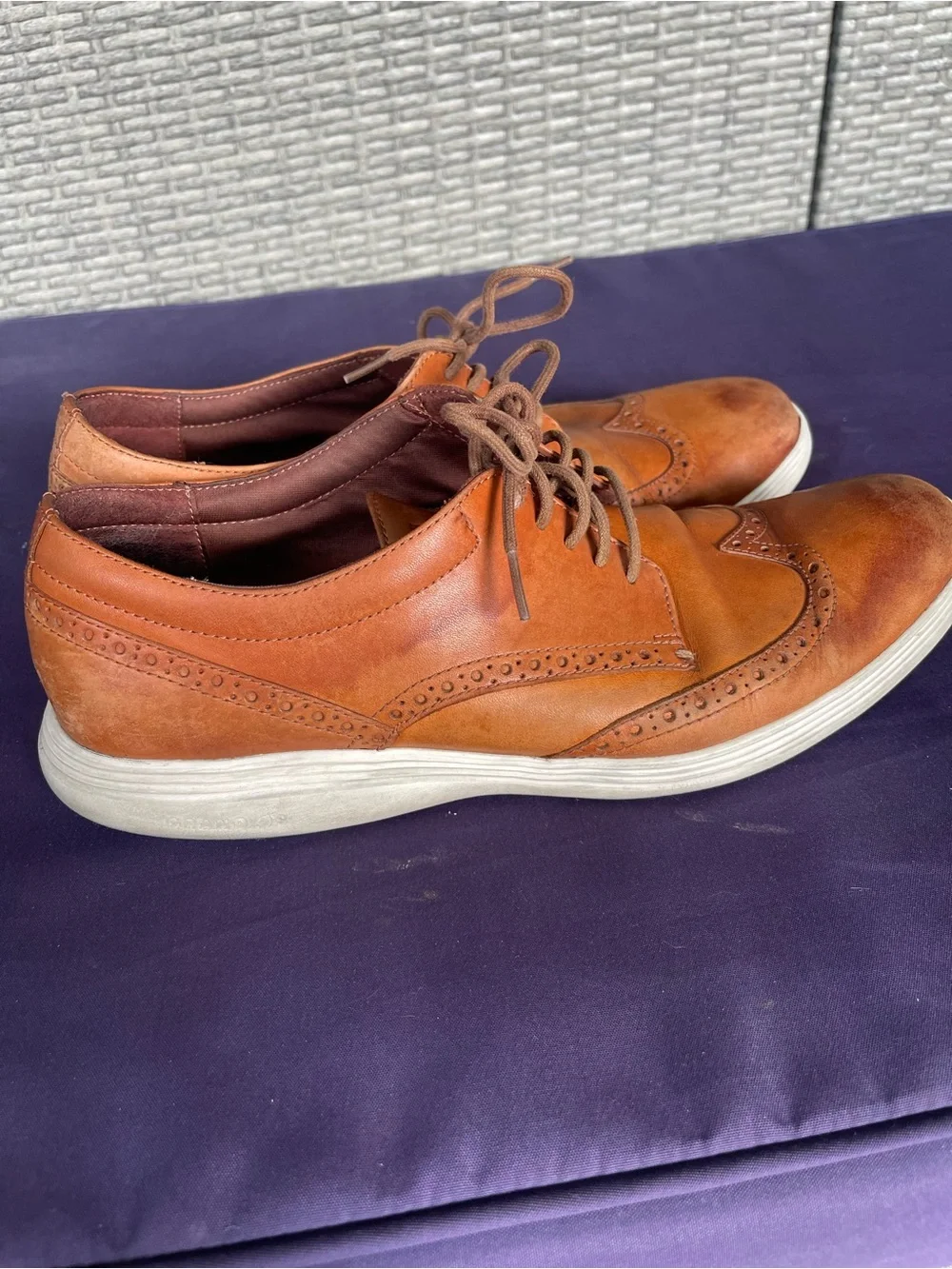 Cole Haan Mens Grand OS Wingtip Oxford British Tan‎ Leather Dress Sneakers